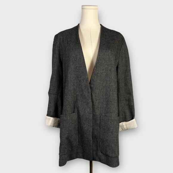 Zara Oversized Open Front Herringbone Blazer Size Small - Picture 2 of 5